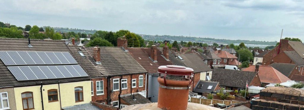 This is a photo taken from a roof which is being repaired by TRP Roofing Molescroft, it shows a street of houses, and their roofs
